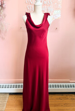 Lucy Paris Mireya Satin Cowl Neck Dress in Deep Merlot