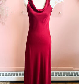 Lucy Paris Mireya Satin Cowl Neck Dress in Deep Merlot