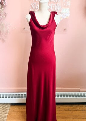 Lucy Paris Mireya Satin Cowl Neck Dress in Deep Merlot