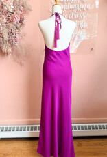 Lucy Paris Hally Cowl Neck Halter Dress In Magenta