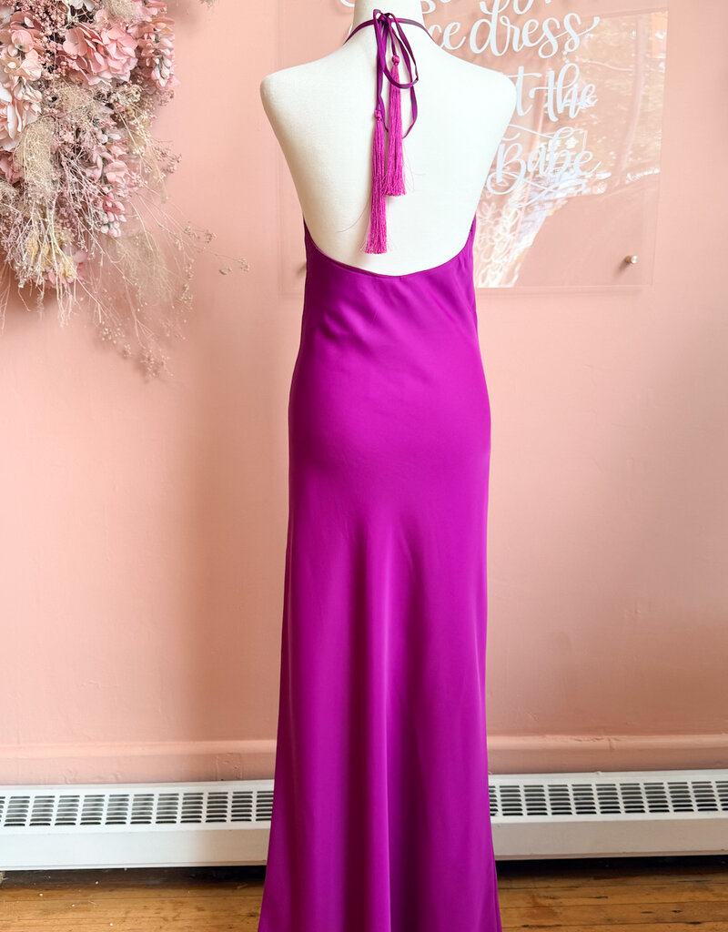 Lucy Paris Hally Cowl Neck Halter Dress In Magenta