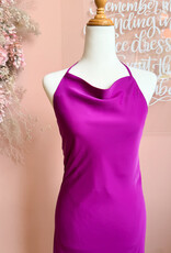 Lucy Paris Hally Cowl Neck Halter Dress In Magenta