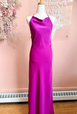 Lucy Paris Hally Cowl Neck Halter Dress In Magenta