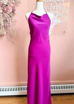 Lucy Paris Hally Cowl Neck Halter Dress In Magenta