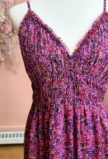 Lucy Paris Bindi Smocked Dress In Magenta Floral