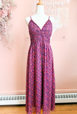 Lucy Paris Bindi Smocked Dress In Magenta Floral