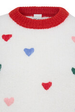 ICHI Bela Blue Puffy Heart Knit in Cloud Dancer