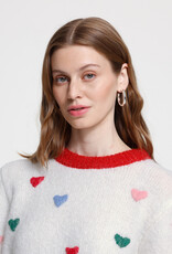 ICHI Bela Blue Puffy Heart Knit in Cloud Dancer