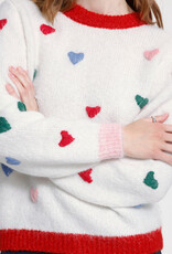 ICHI Bela Blue Puffy Heart Knit in Cloud Dancer