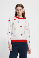 ICHI Bela Blue Puffy Heart Knit in Cloud Dancer