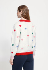 ICHI Bela Blue Puffy Heart Knit in Cloud Dancer