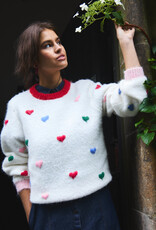 ICHI Bela Blue Puffy Heart Knit in Cloud Dancer