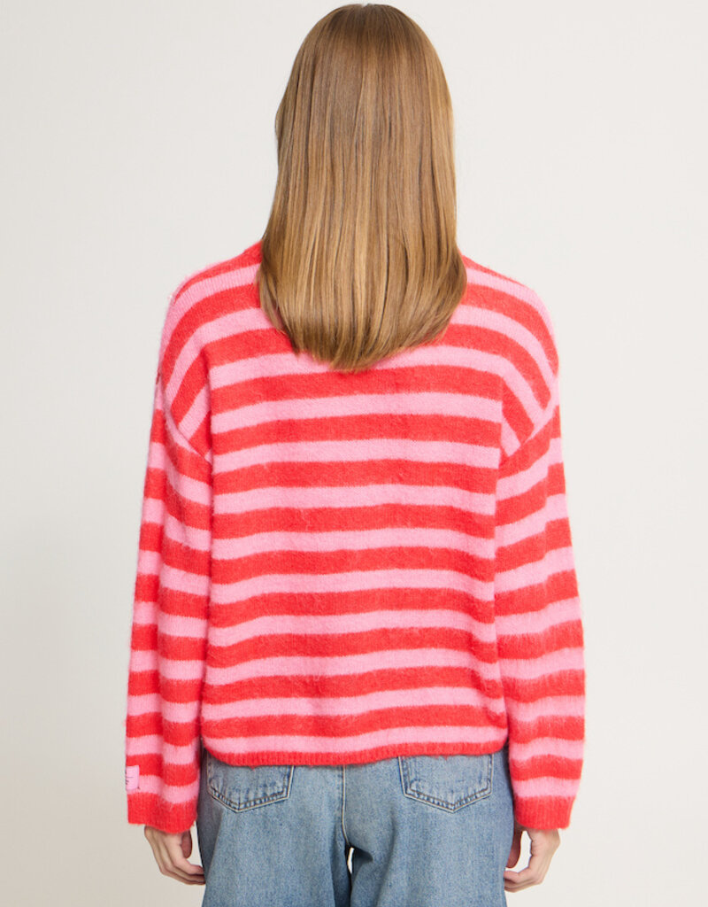 ICHI Blush Pullover in Poinsettia Stripe