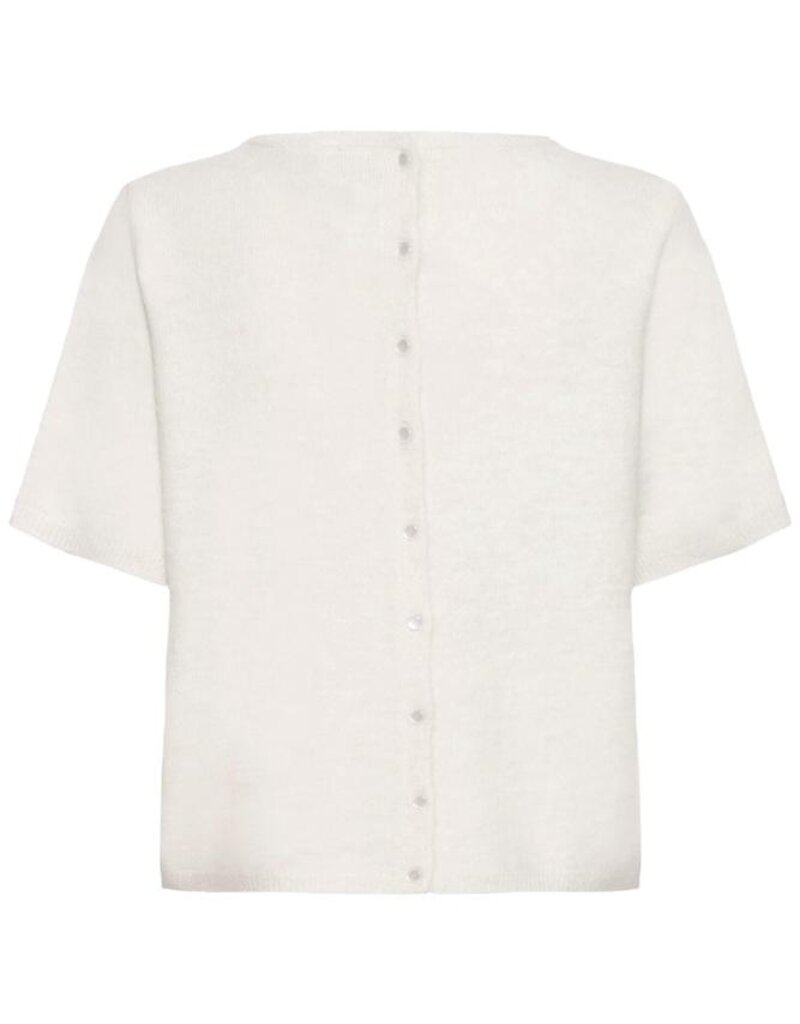 ICHI Kamara Reversible Button Up Knit in Cloud Dancer