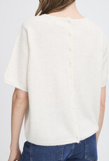 ICHI Kamara Reversible Button Up Knit in Cloud Dancer