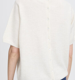 ICHI Kamara Reversible Button Up Knit in Cloud Dancer