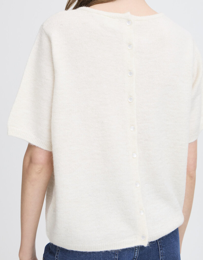 ICHI Kamara Reversible Button Up Knit in Cloud Dancer