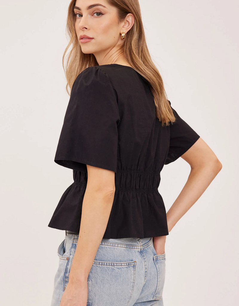 Gentle Fawn Iona Short Sleeve Tie Top in Black