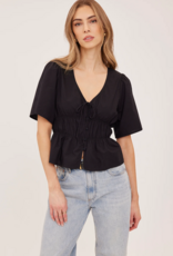 Gentle Fawn Iona Short Sleeve Tie Top in Black