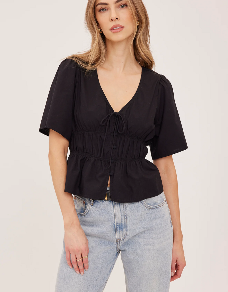 Gentle Fawn Iona Short Sleeve Tie Top in Black