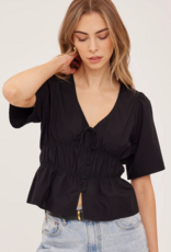 Gentle Fawn Iona Short Sleeve Tie Top in Black