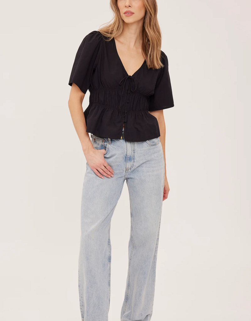 Gentle Fawn Iona Short Sleeve Tie Top in Black