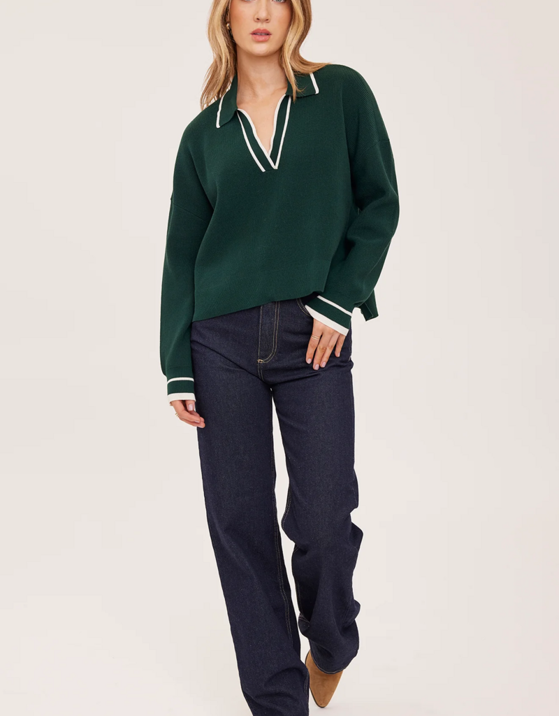 Gentle Fawn Tristan Collared Knit in Evergreen
