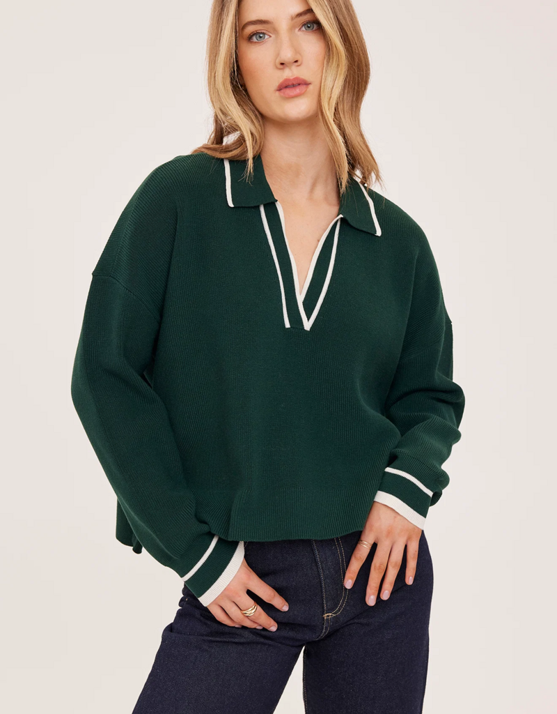 Gentle Fawn Tristan Collared Knit in Evergreen