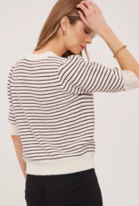 Gentle Fawn Hildi Knit Short Sleeve Cardigan in Fig Stripe