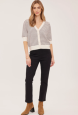 Gentle Fawn Hildi Knit Short Sleeve Cardigan in Fig Stripe