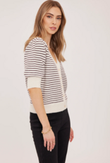 Gentle Fawn Hildi Knit Short Sleeve Cardigan in Fig Stripe