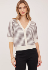 Gentle Fawn Hildi Knit Short Sleeve Cardigan in Fig Stripe