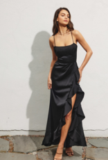 Dress Forum Brialynne Open Back Ruffled Maxi Dress in Black
