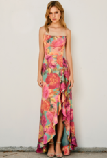 Dress Forum Brialynne Open Back Ruffled Maxi Dress in Fall Floral