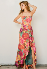 Dress Forum Brialynne Open Back Ruffled Maxi Dress in Fall Floral