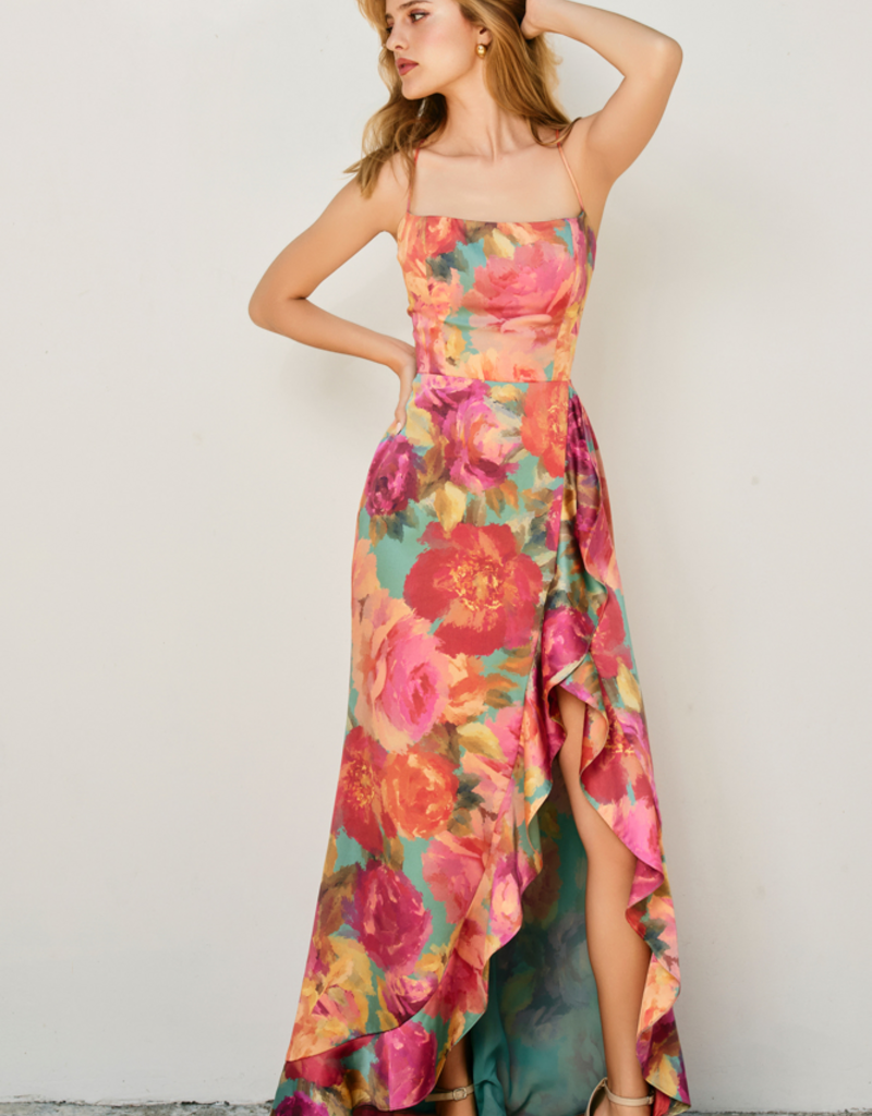 Dress Forum Brialynne Open Back Ruffled Maxi Dress in Fall Floral