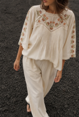 Indi and Cold Anita Floral Embroidered Blouse in Cream