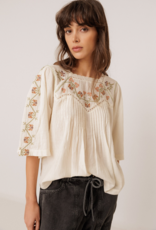 Indi and Cold Anita Floral Embroidered Blouse in Cream