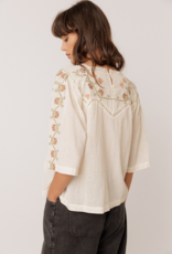 Indi and Cold Anita Floral Embroidered Blouse in Cream