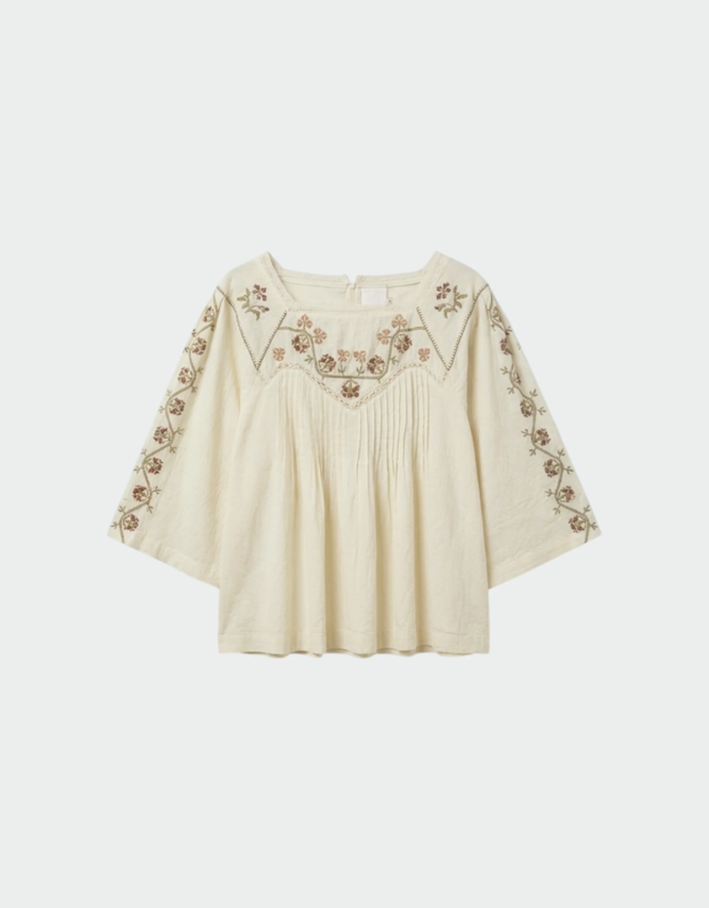 Indi and Cold Anita Floral Embroidered Blouse in Cream