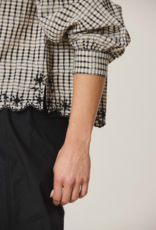 Indi and Cold Pongo Button Up Top With Embroidered Detail in Black and White Check