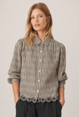 Indi and Cold Pongo Button Up Top With Embroidered Detail in Black and White Check