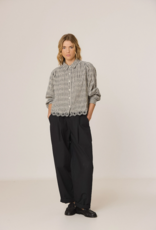 Indi and Cold Pongo Button Up Top With Embroidered Detail in Black and White Check