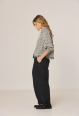 Indi and Cold Pongo Button Up Top With Embroidered Detail in Black and White Check