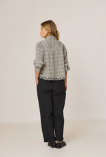 Indi and Cold Pongo Button Up Top With Embroidered Detail in Black and White Check