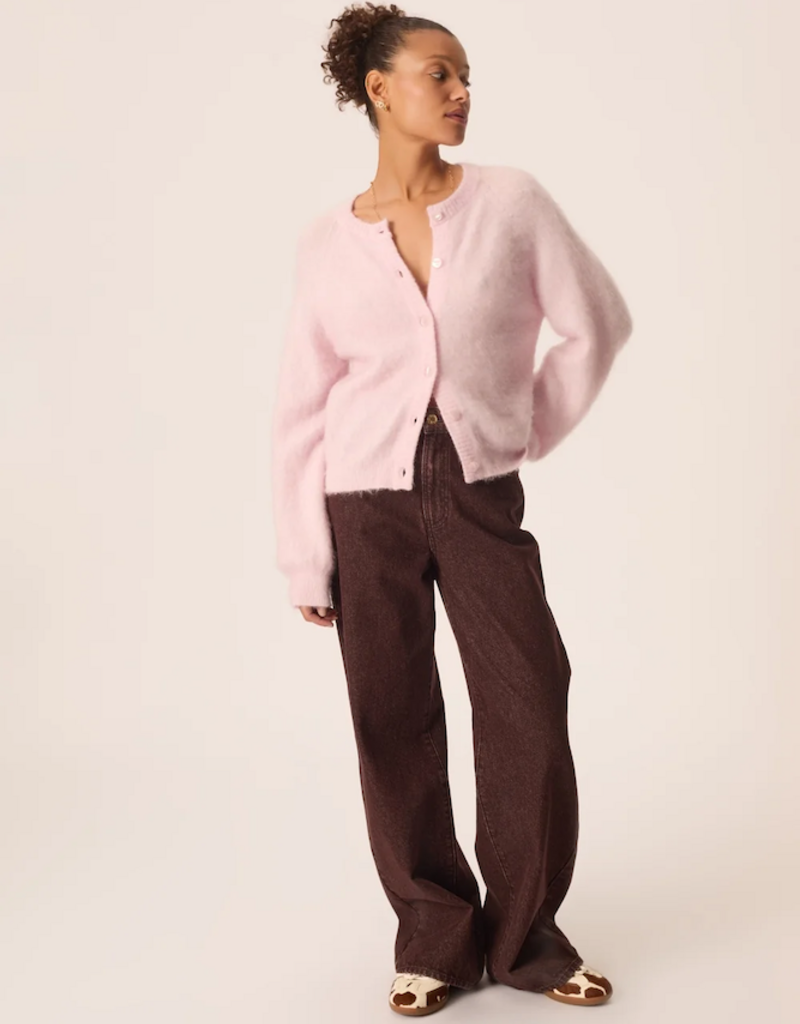 Des Petits Hauts Colombine Button Up Cardigan in Dragee Pink