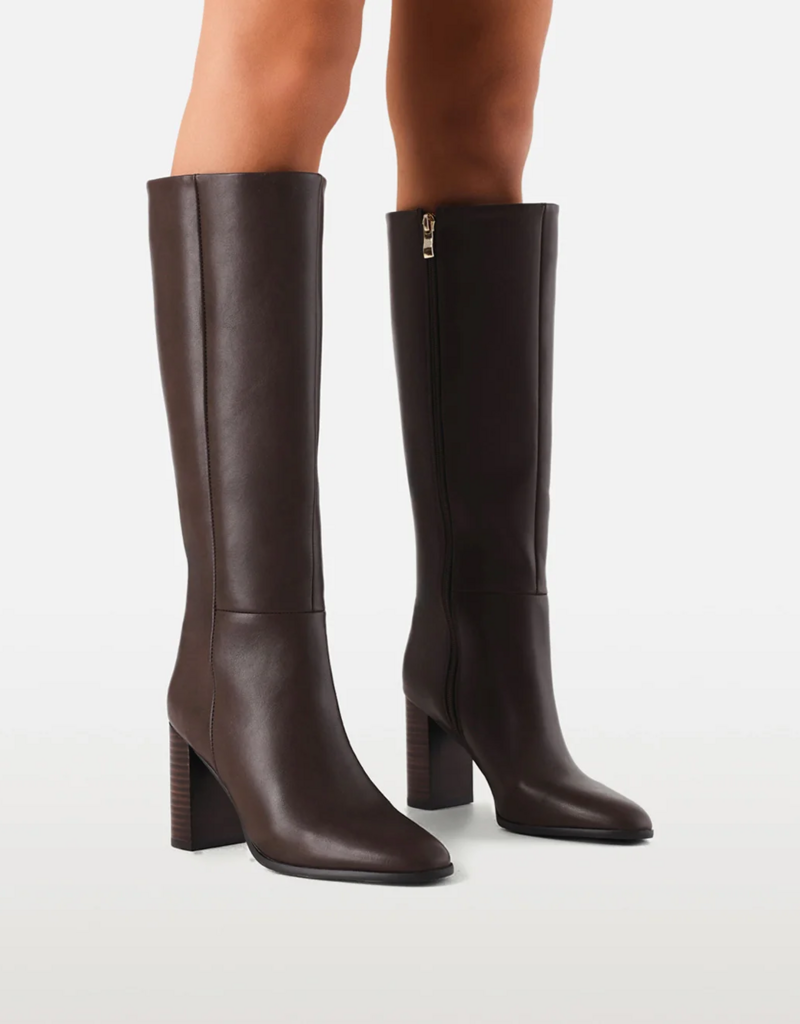 Billini Bobby Heeled Boot in Dark Chocolate Suede