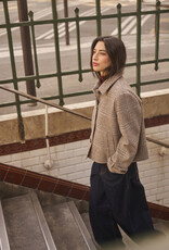 Cream Georg Short Coat in Grey Check