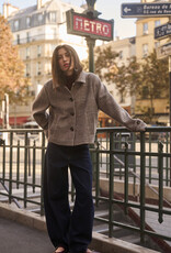 Cream Georg Short Coat in Grey Check
