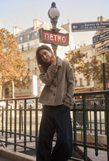 Cream Georg Short Coat in Grey Check